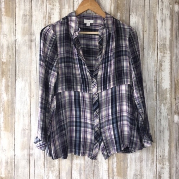 J. Jill Tops - J. Jill Purple Plaid Button Down